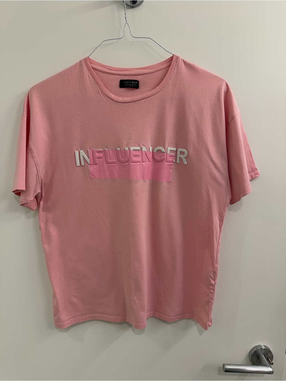 Zara Pink 'INFLUENCER' Logo Tee